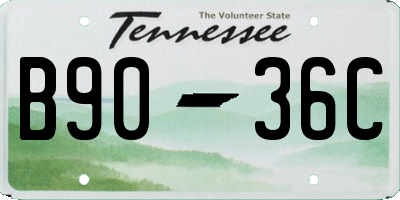 TN license plate B9036C