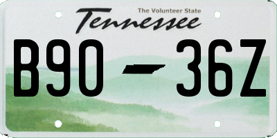 TN license plate B9036Z