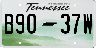 TN license plate B9037W