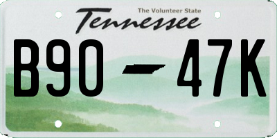 TN license plate B9047K