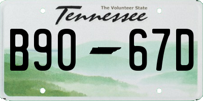TN license plate B9067D