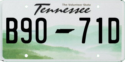 TN license plate B9071D