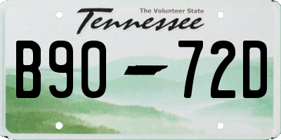TN license plate B9072D