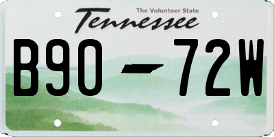 TN license plate B9072W