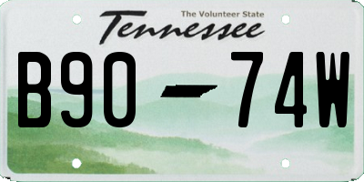 TN license plate B9074W