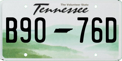 TN license plate B9076D