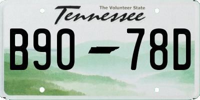 TN license plate B9078D