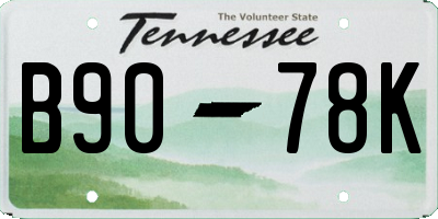 TN license plate B9078K