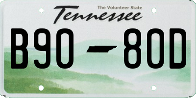 TN license plate B9080D