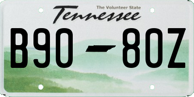 TN license plate B9080Z