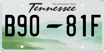 TN license plate B9081F