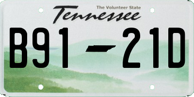 TN license plate B9121D