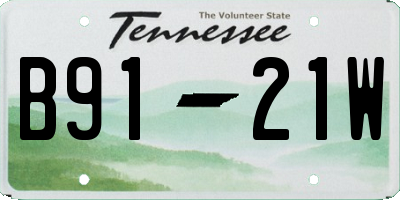 TN license plate B9121W