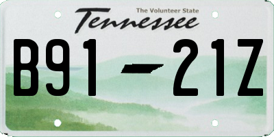TN license plate B9121Z