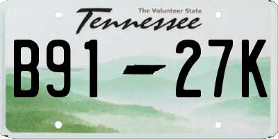 TN license plate B9127K