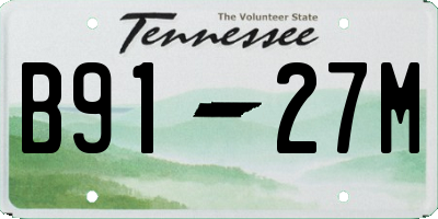 TN license plate B9127M