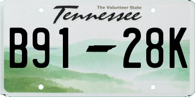 TN license plate B9128K