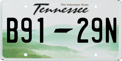 TN license plate B9129N
