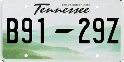 TN license plate B9129Z