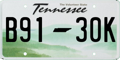TN license plate B9130K