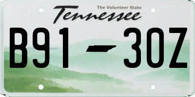 TN license plate B9130Z