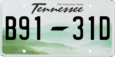TN license plate B9131D