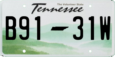 TN license plate B9131W