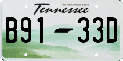 TN license plate B9133D