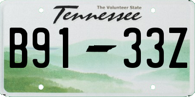 TN license plate B9133Z