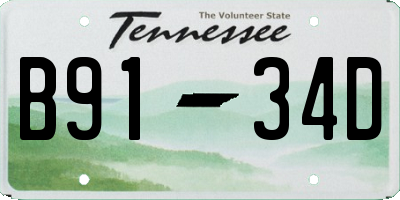 TN license plate B9134D