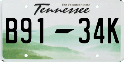 TN license plate B9134K
