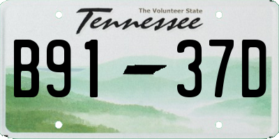 TN license plate B9137D