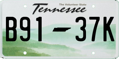 TN license plate B9137K