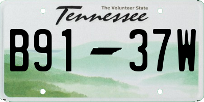 TN license plate B9137W