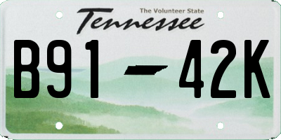 TN license plate B9142K