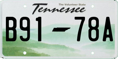 TN license plate B9178A