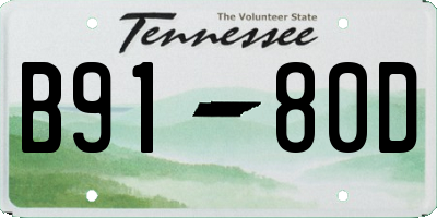 TN license plate B9180D