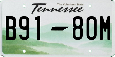 TN license plate B9180M