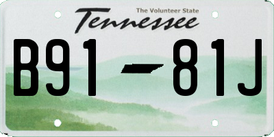 TN license plate B9181J