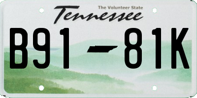 TN license plate B9181K