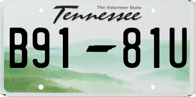 TN license plate B9181U