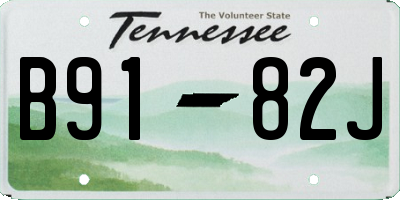 TN license plate B9182J