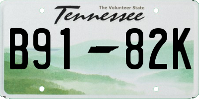 TN license plate B9182K