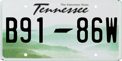 TN license plate B9186W