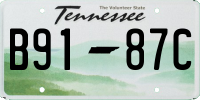 TN license plate B9187C