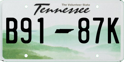 TN license plate B9187K