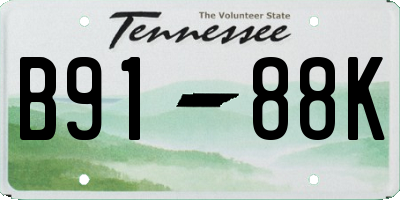 TN license plate B9188K