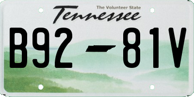 TN license plate B9281V