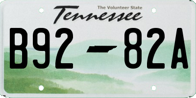 TN license plate B9282A