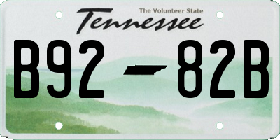 TN license plate B9282B